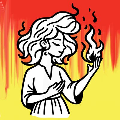 woman with fire