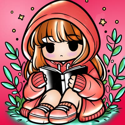 girl in oversized hoodie reading a book