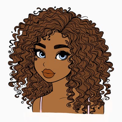 girl with curly hair realistic