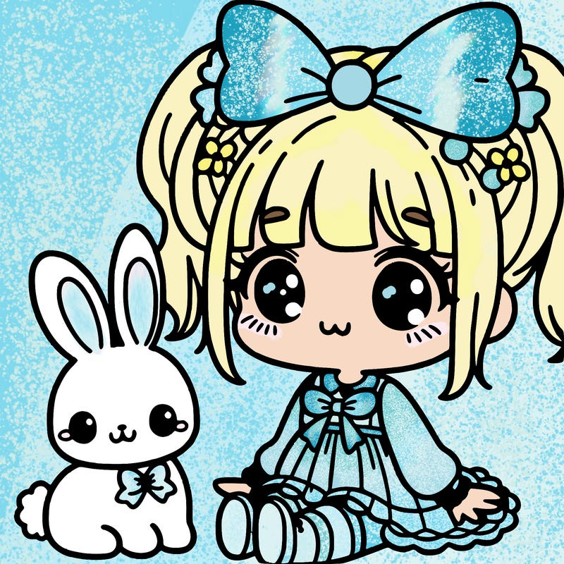 kawaii girl with cute bunny