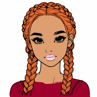realistic girl with braids