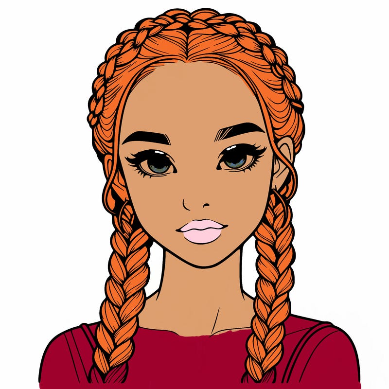 realistic girl with braids