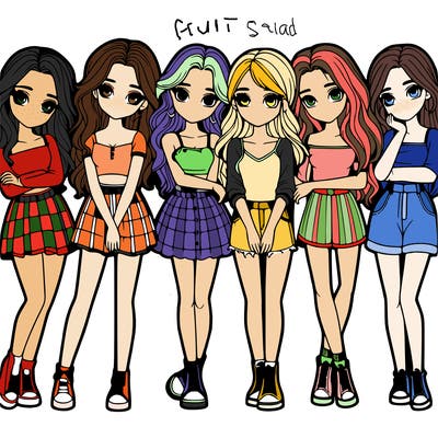 a group of girls realistic