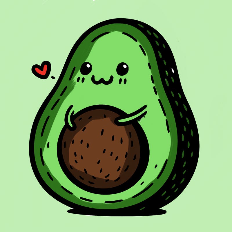 an avocado hugging an avocado