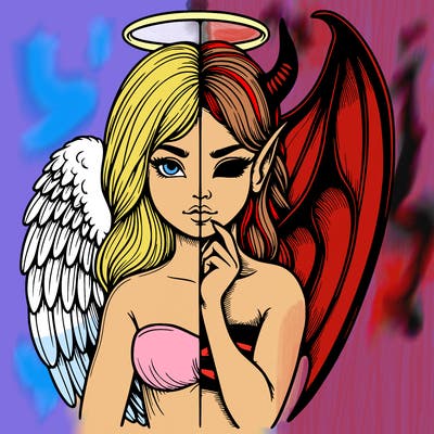 realistic angel half demon