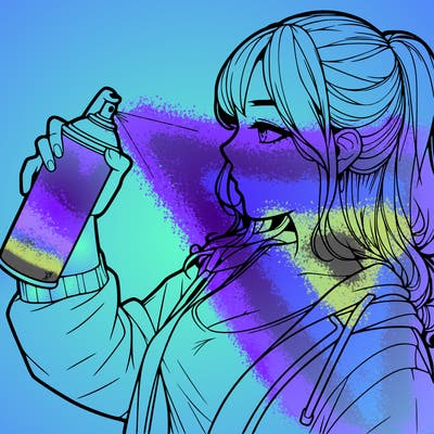 a realistic girl spray, painting