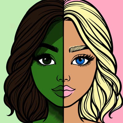 realistic girl split half