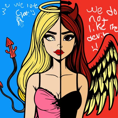 devil vs angel realistic girl