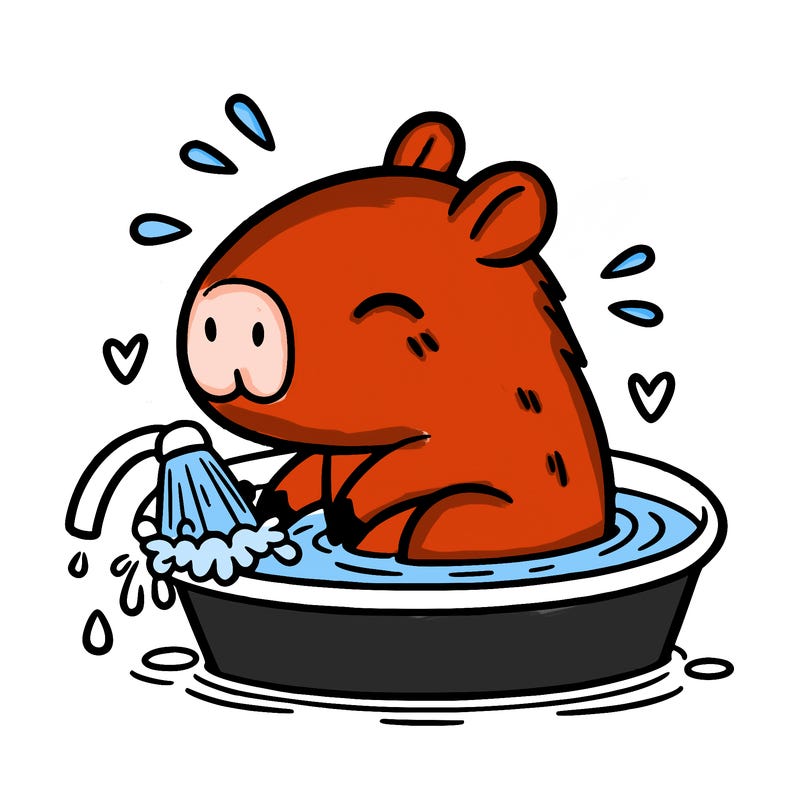 capybara taking a bath
