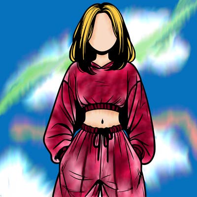 realistic girl faceless with baggy pants and a crop top