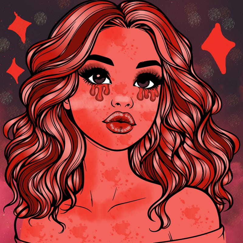 realistic girl with wavy hair and lips