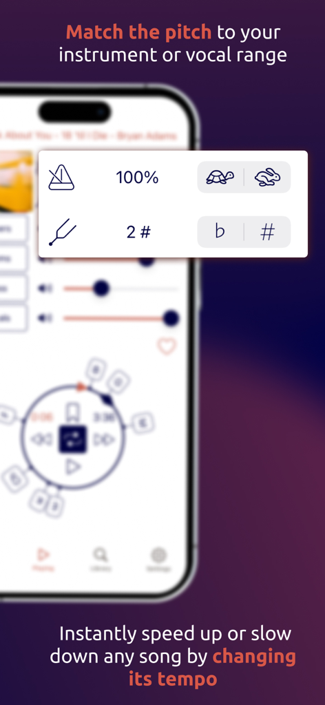 AudioRetune: AI Vocal Remover - AudioRetune app interface for adjusting music pitch and tempo