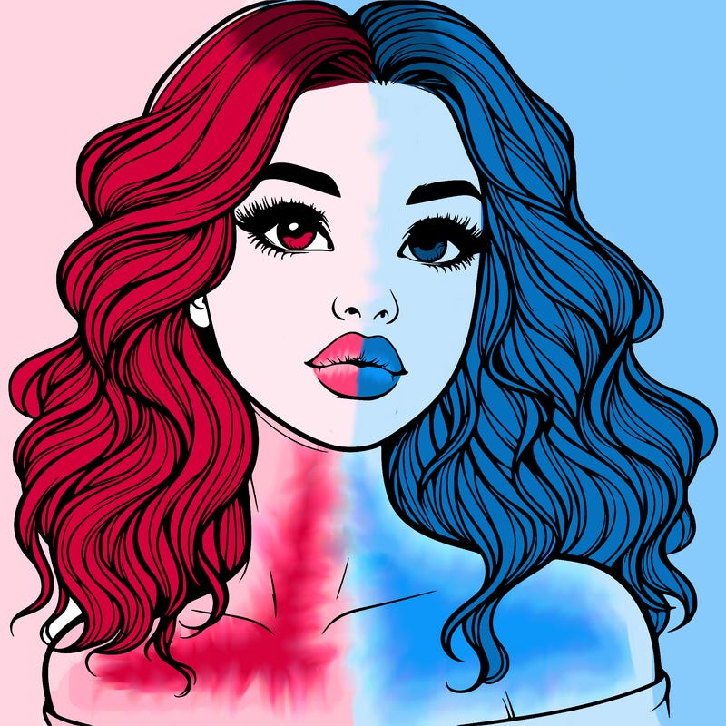 realistic girl with wavy hair and lips