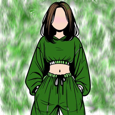 realistic girl faceless with baggy pants and a crop top