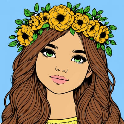 realistic girl with flower crown