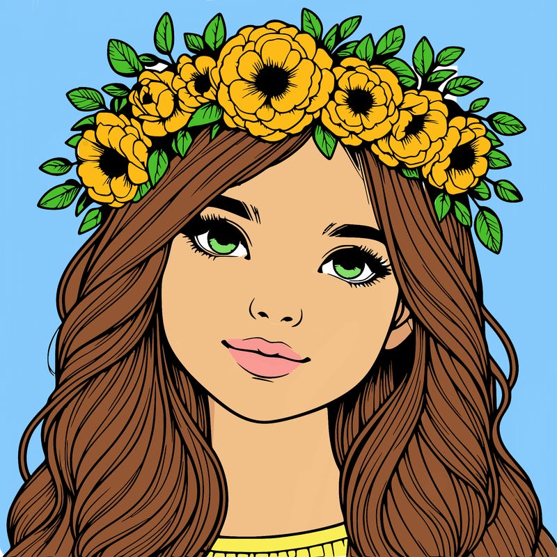realistic girl with flower crown