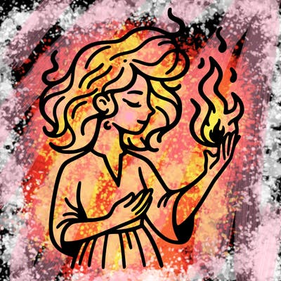 woman with fire