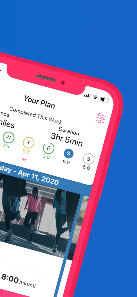 Run With Hal - Interface of the Run With Hal app showing a weekly adaptive training plan with mileage and duration stats
