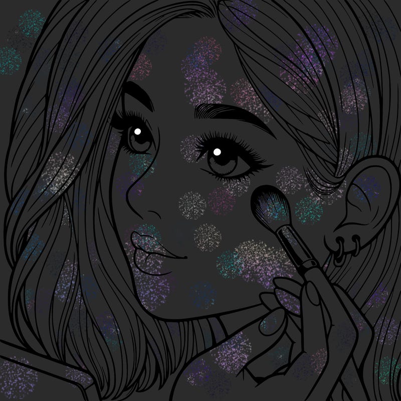 a realistic girl doing her makeup