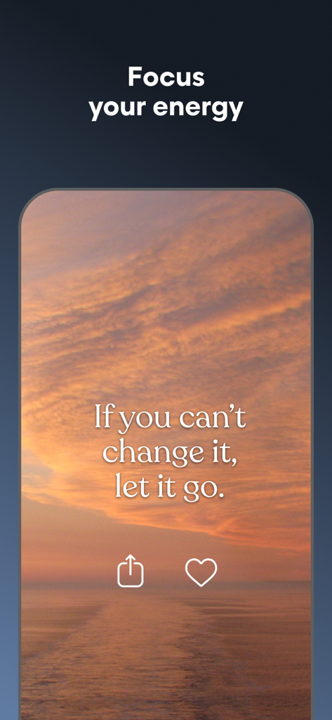 夕日の背景に「変えられないなら、手放しましょう」というモチベーション名言。