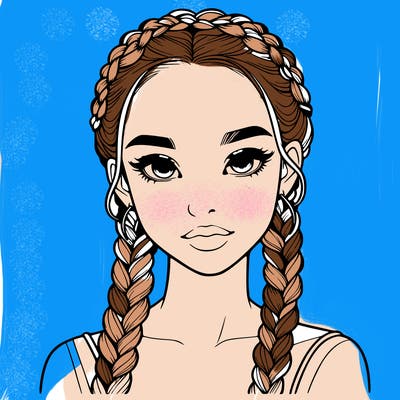 realistic girl with braids