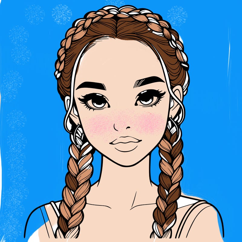 realistic girl with braids