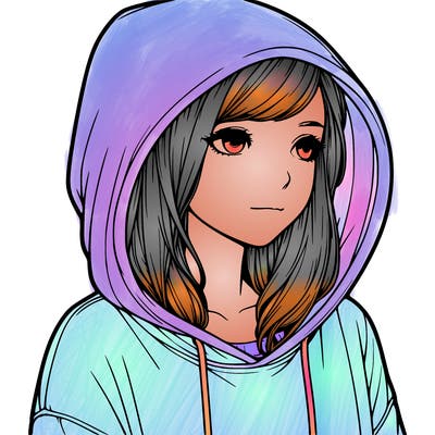 realistic girl with hoodie