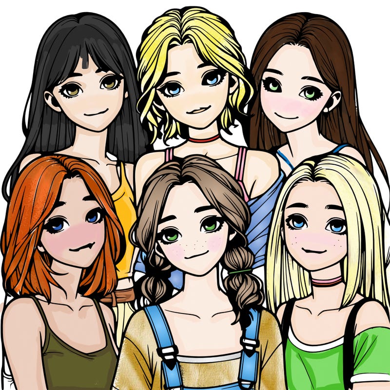 a group of girls realistic