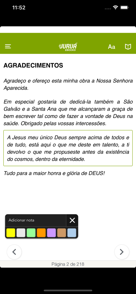 Juruá eBooks - Jurua eBooks reader interface showing text and annotation highlighting tools.