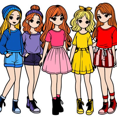 a group of five girls