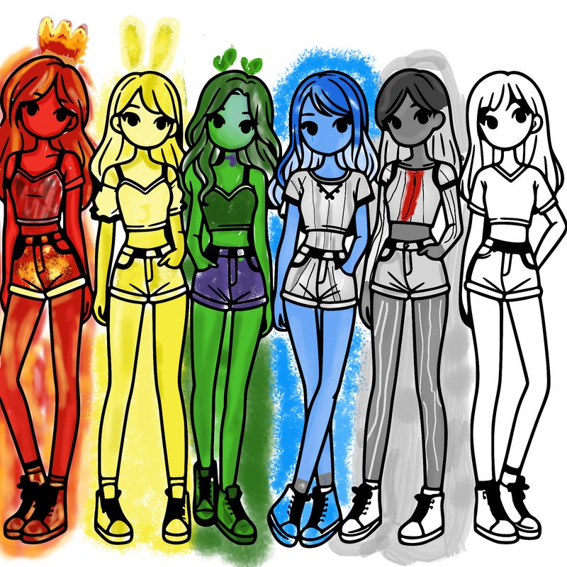 a group of girls wearing crop tops and shorts