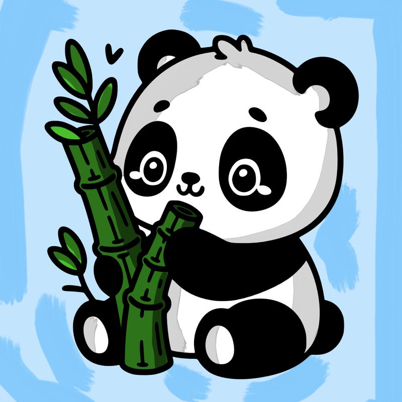 cute panda eating bamboe