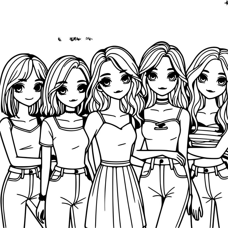 a group of girls realistic