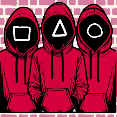 3 faceless people in  hoodies