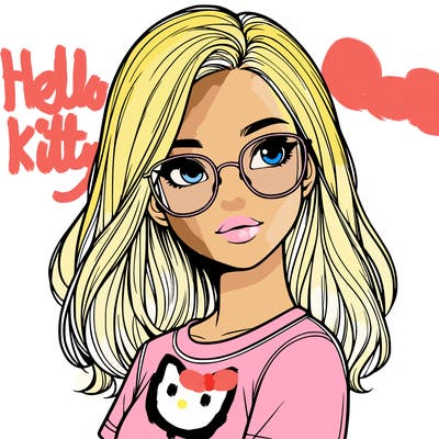realistic girl with glasses