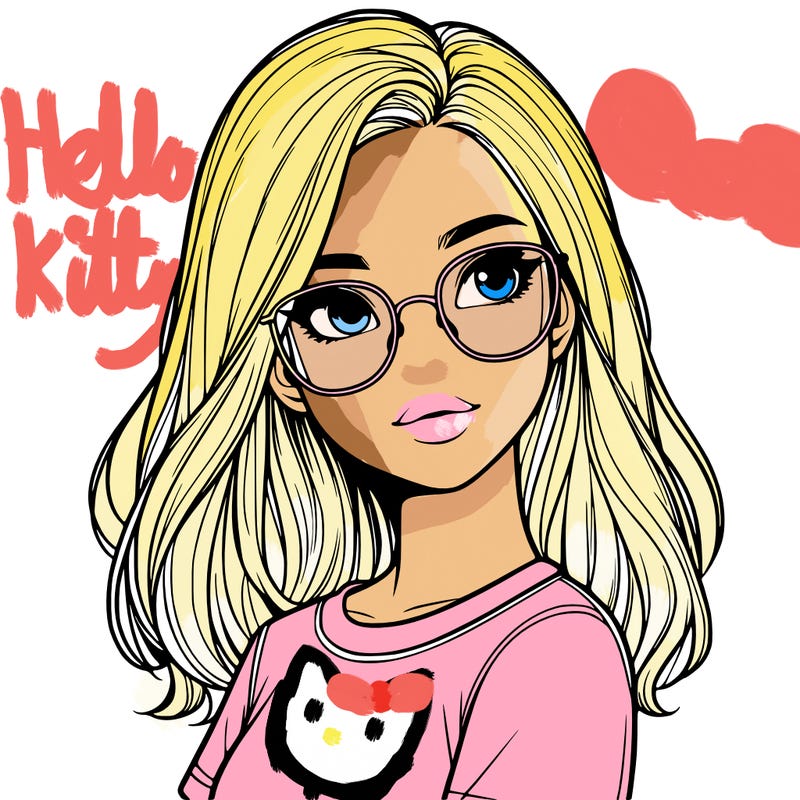realistic girl with glasses