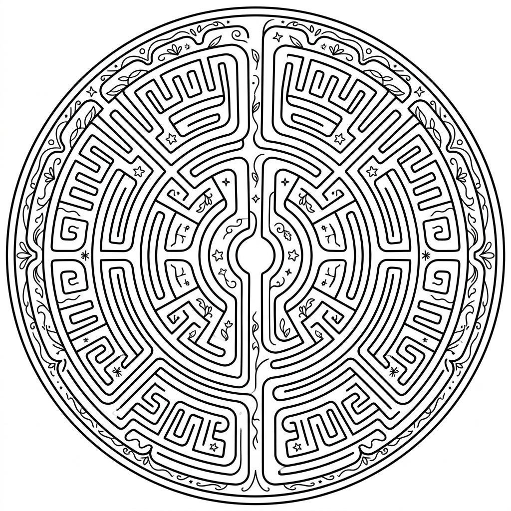 Intricate Circular Labyrinth Patterns – Free Coloring Page — Color Pop