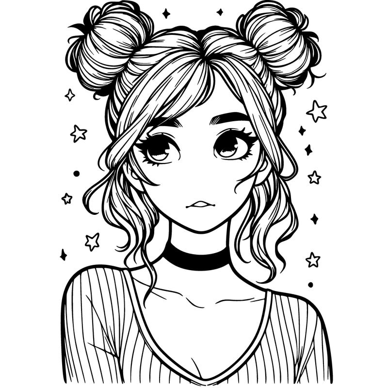 realistic girl with space buns