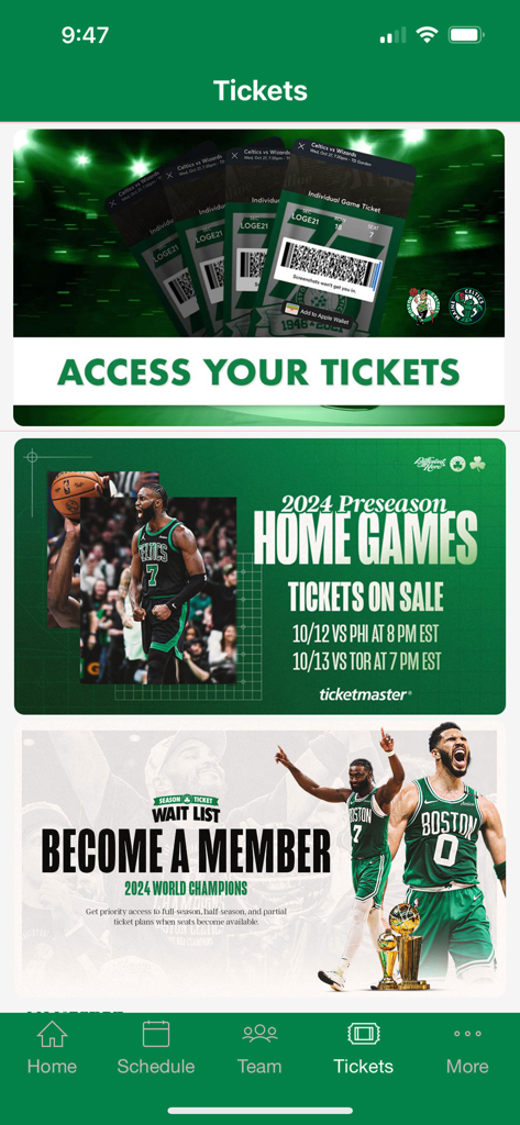 Boston Celtics - Digital tickets and membership options in the Boston Celtics app