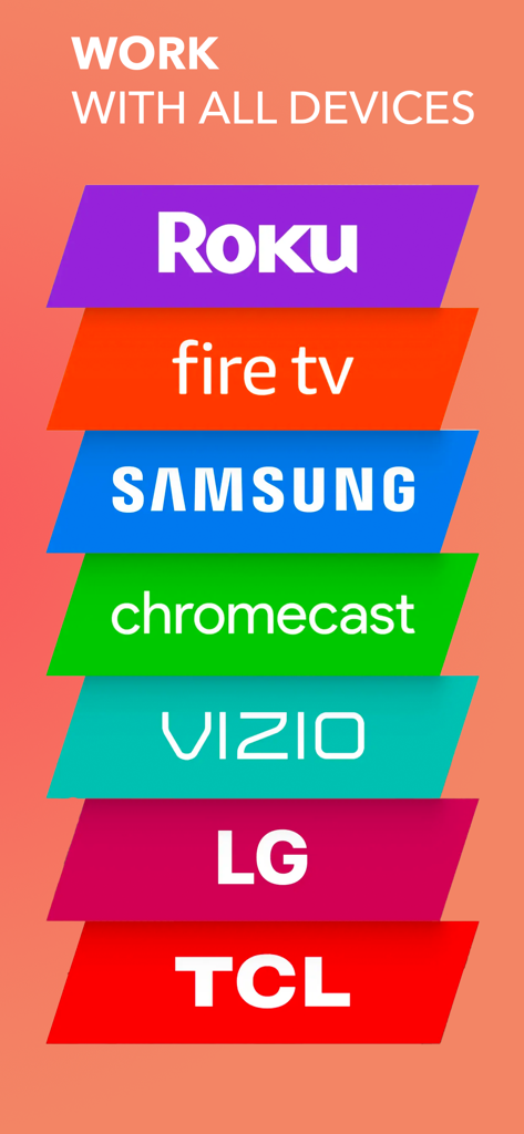 A list showing compatibility with major TV brands like Roku Fire TV Samsung Chromecast Vizio LG and TCL