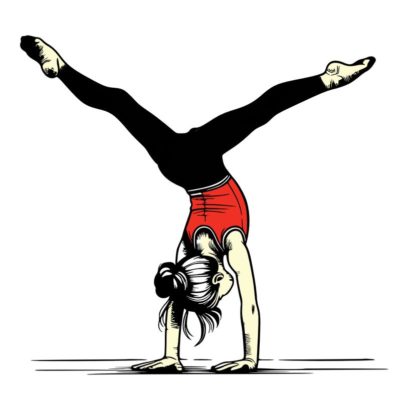 realistic gymnastic hand stand girl in four splits