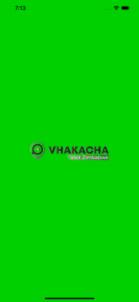 Vhakacha Visit Zimbabwe - Vhakacha Visit Zimbabwe app splash screen featuring the logo on a vibrant green background.