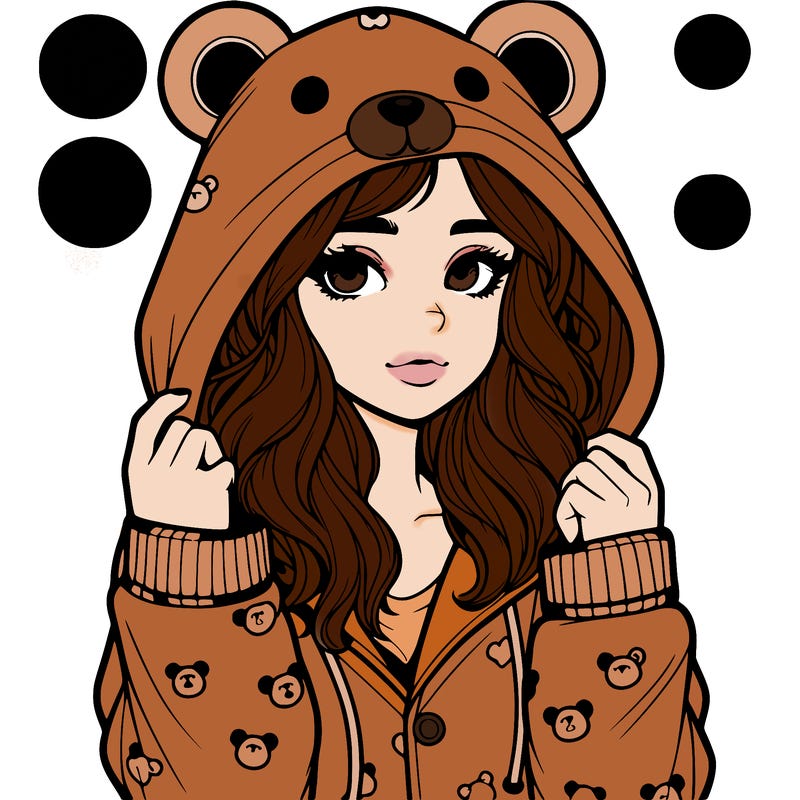 realistic girl in a animal pjs hoodie