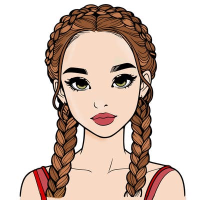 realistic girl with braids