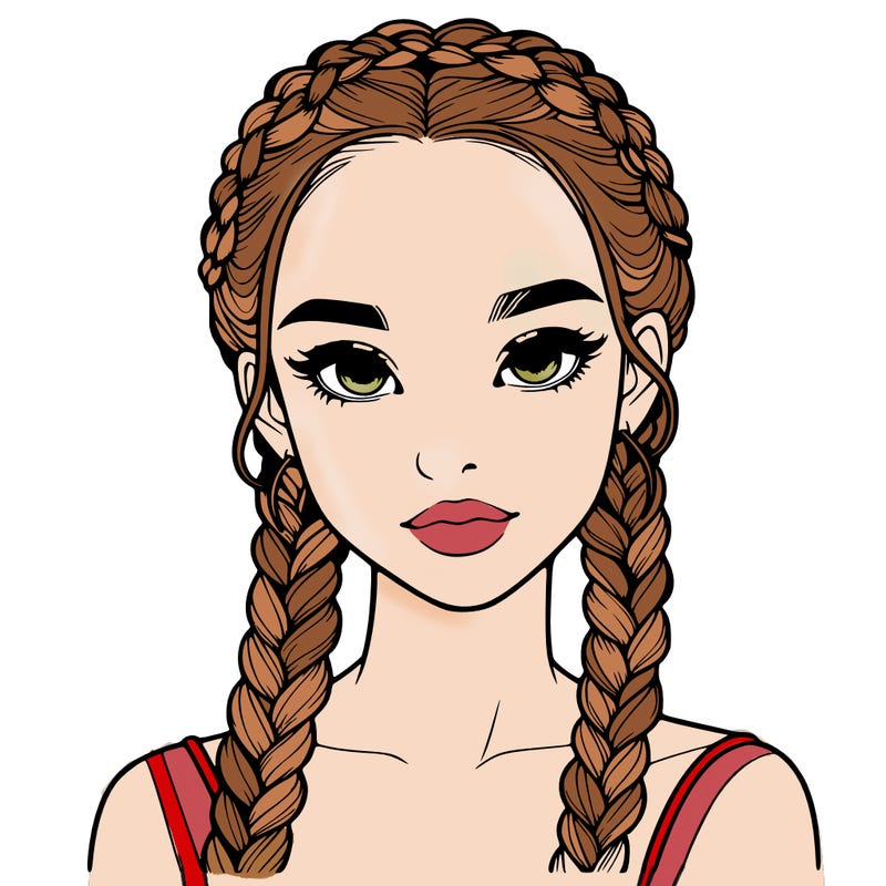 realistic girl with braids