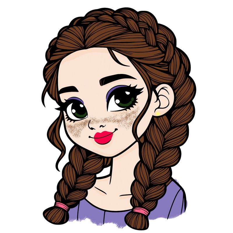 girl with braids realistic