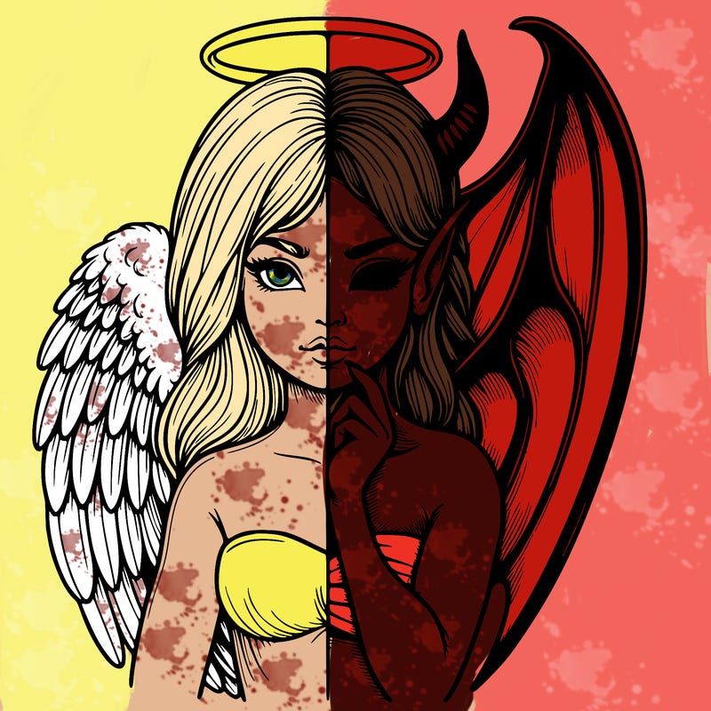 realistic angel half demon