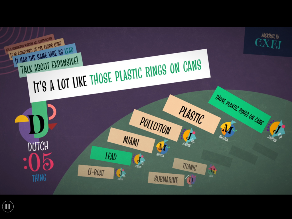 Capture d'écran du jeu de devinettes Blather Round de The Jackbox Party Pack 7.