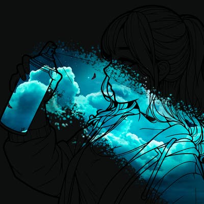 a realistic girl spray, painting