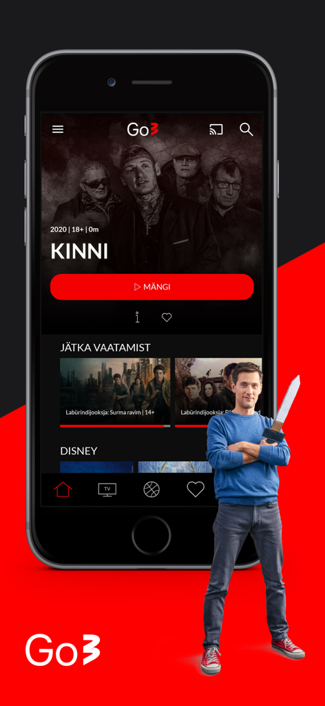 Go3 Eesti - Go3 Eesti mobile app home screen with Estonian content categories and playback options